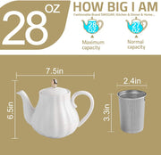Tea Party: Ceramic White Teapot (28oz)