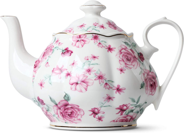 Tea Party: Porcelain Floral Teapot (38oz)