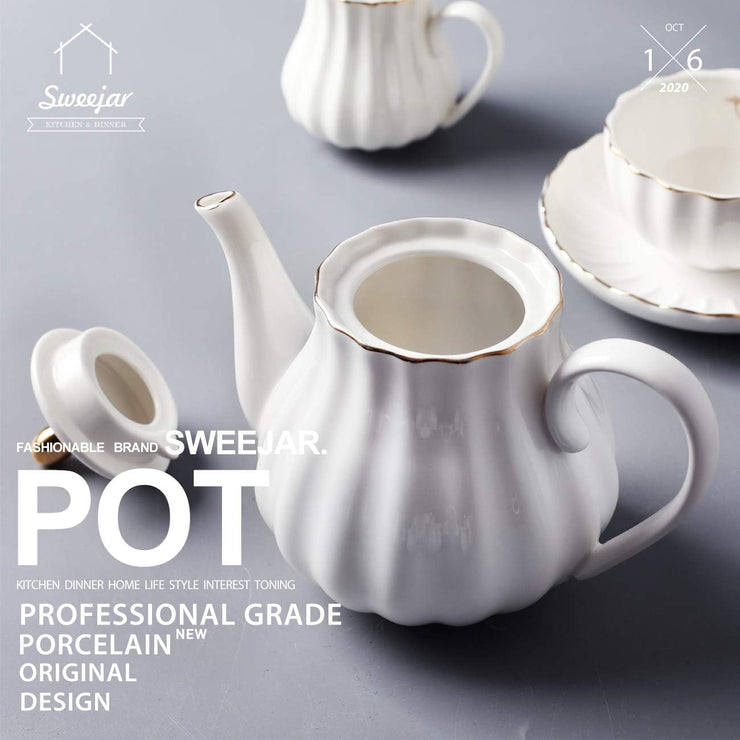 Tea Party: Ceramic White Teapot (28oz)
