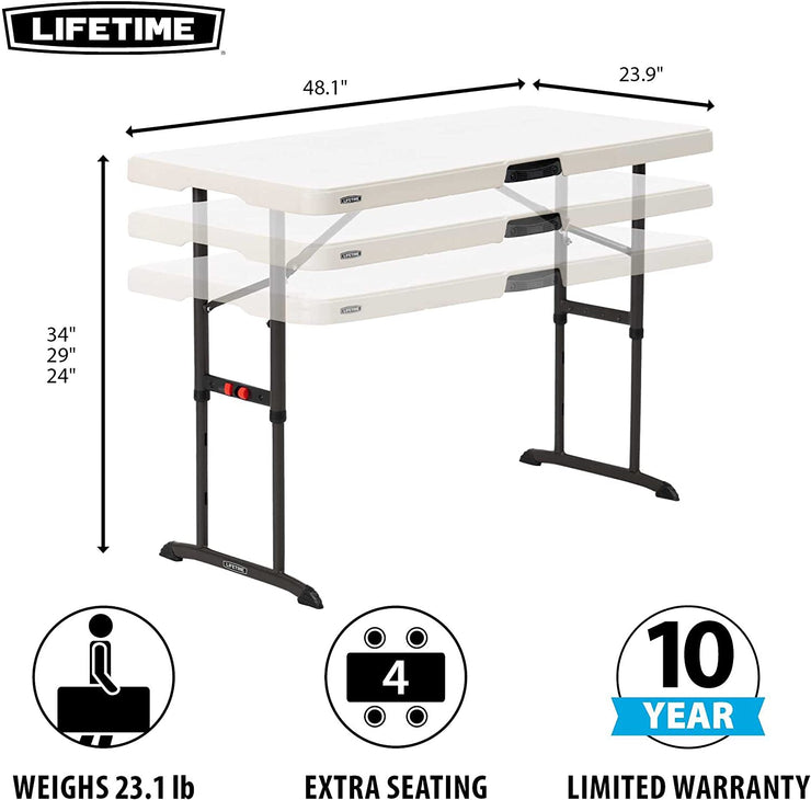 Kids Lifetime 4' Commercial Grade Adjustable Table